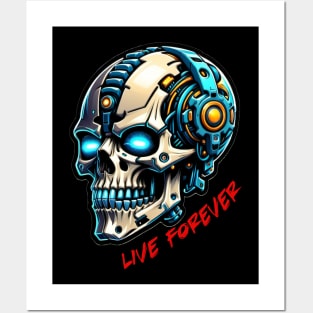 Cyberpunk futuristic skull Posters and Art